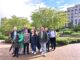 Woodberry Downs Greenery looking at its best in sunshine under a blue sky for Mayor Garbett's visit.